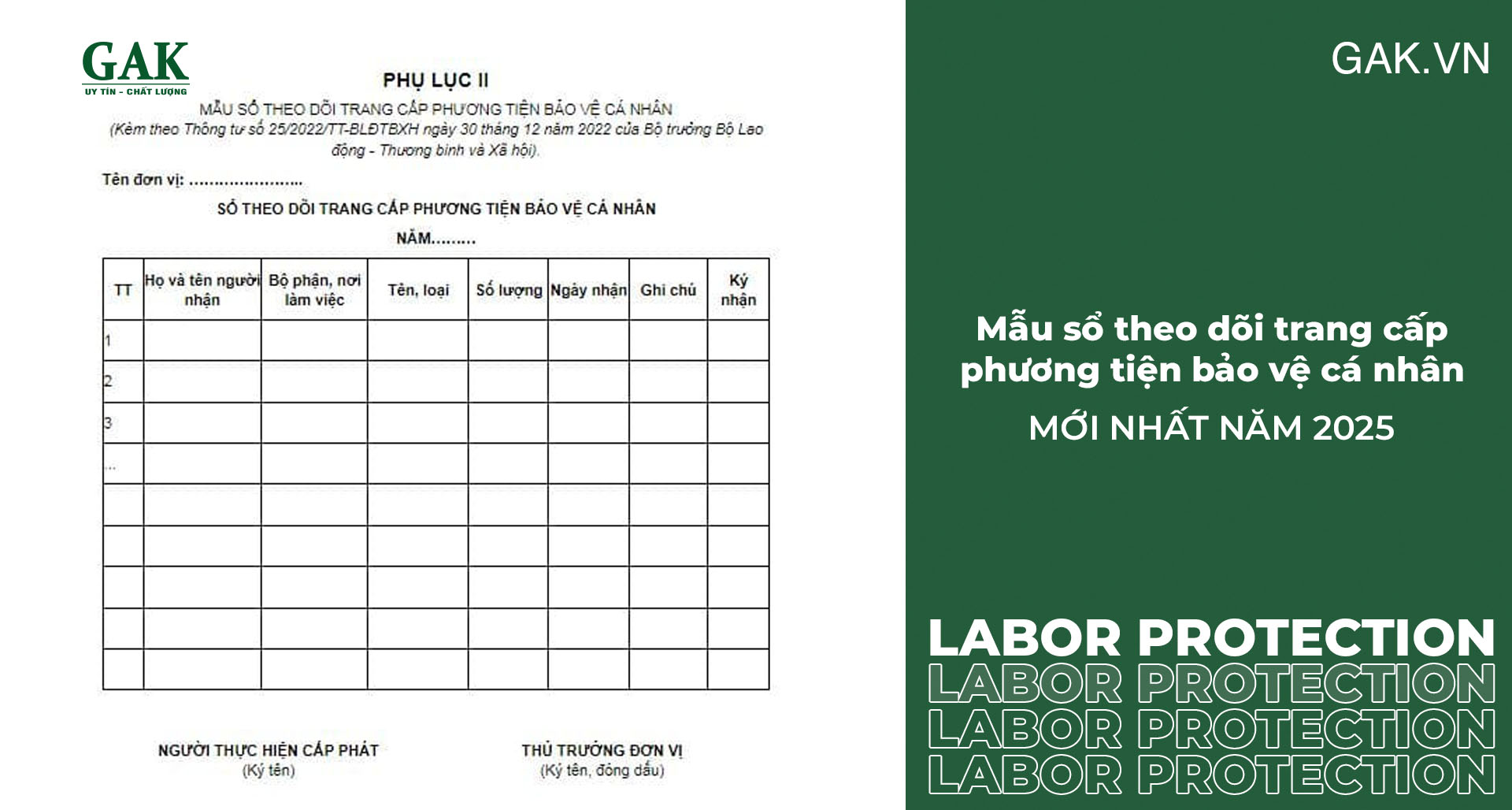 Mẫu sổ theo dõi trang cấp phương tiện bảo vệ cá nhân cho người lao động mới nhất năm 2025 được quy định như thế nào?