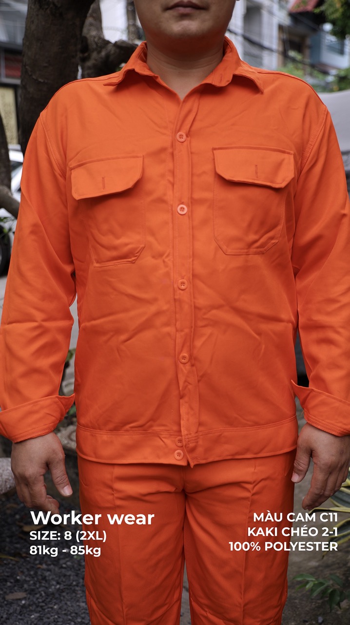 Khaki 2-1 Work Uniform, Color: Orange
