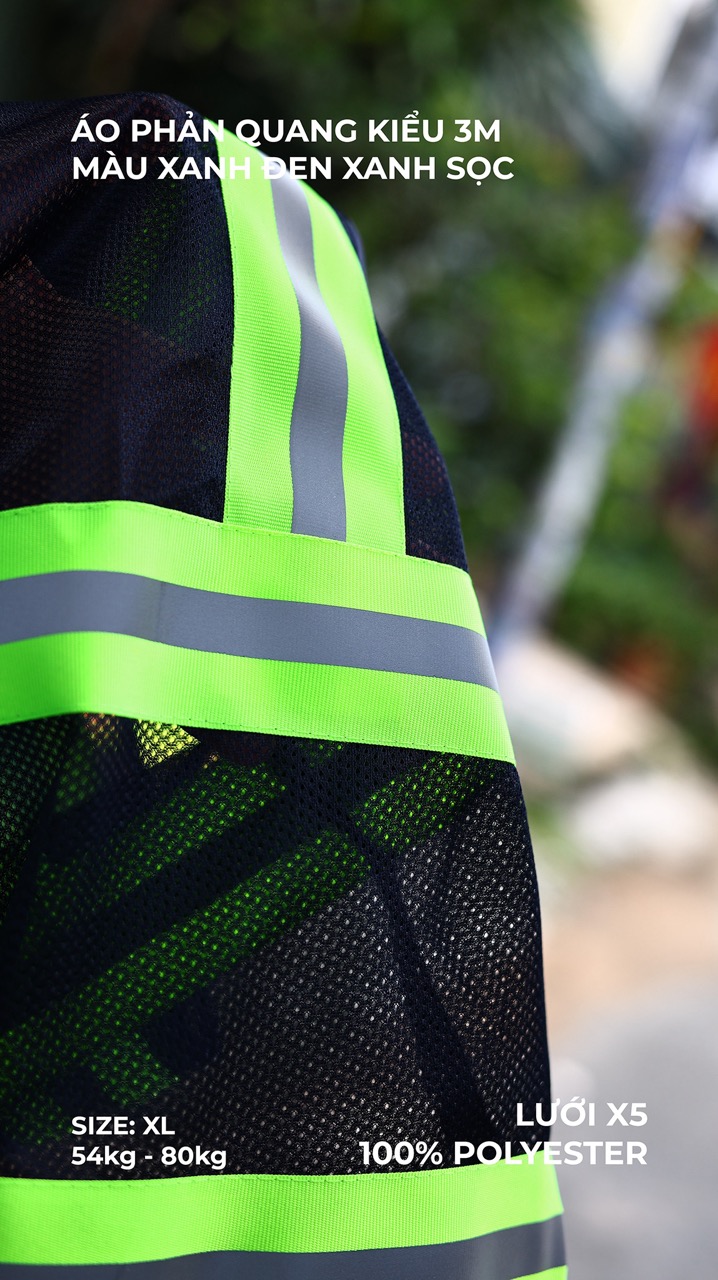 Hi-vis Type 3m safety vest color dark  with 5cm green striped reflective