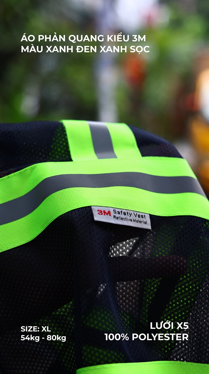 Hi-vis Type 3m safety vest color dark  with 5cm green striped reflective