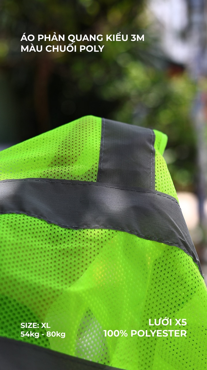 Hi-vis Type 3m safety vest  neon green color with 5cm high poly reflective stripes