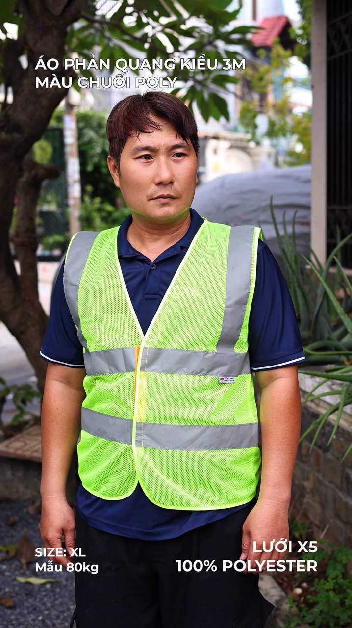Hi-vis Type 3m safety vest  neon green color with 5cm high poly reflective stripes