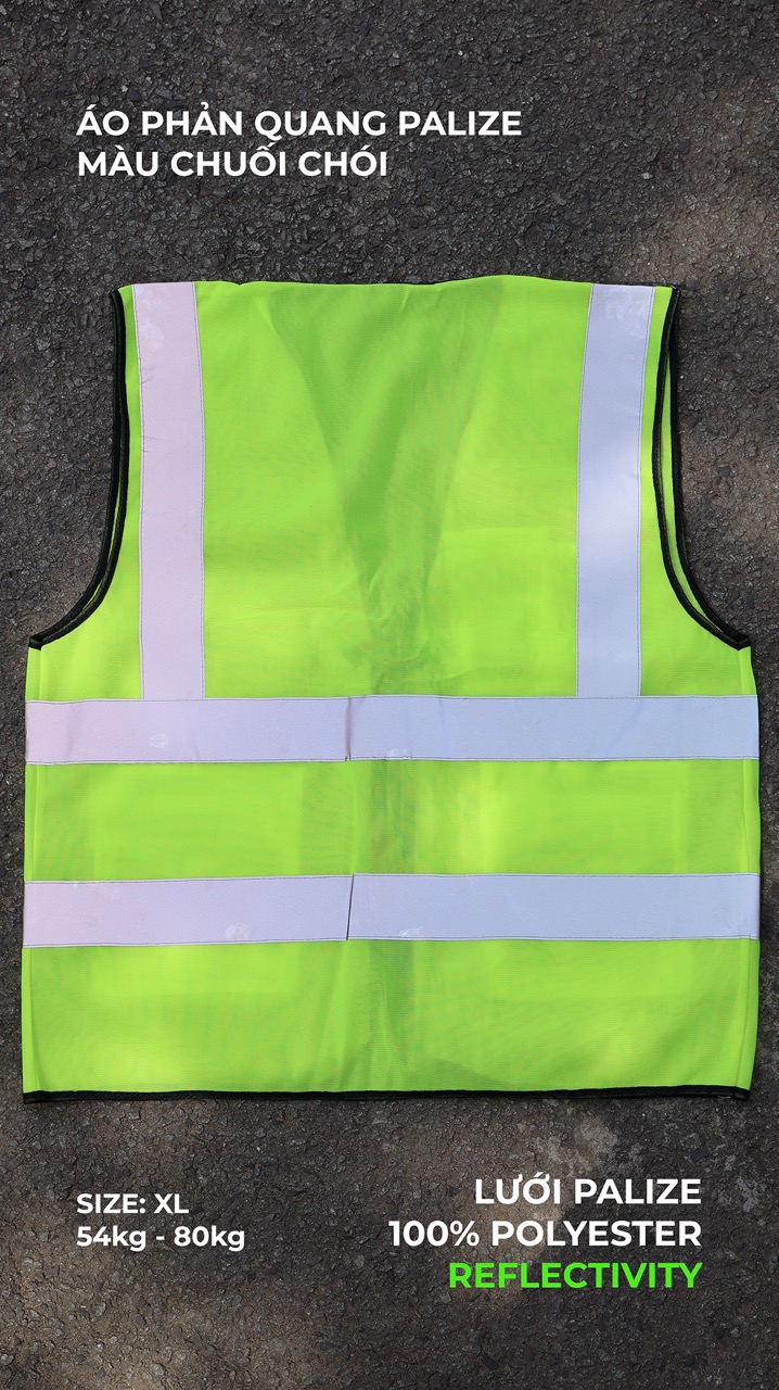 Hi Vis Palize Safety Vest neon green color with 5cm high bright poly reflective stripes