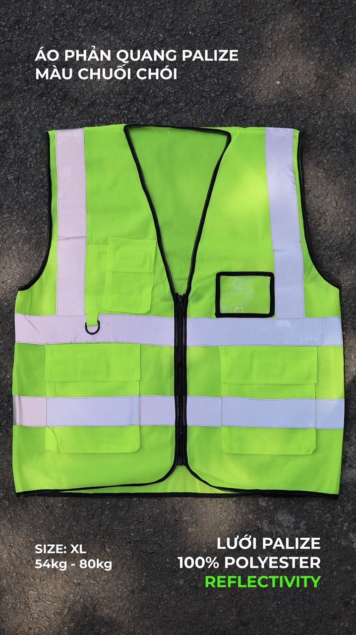 Hi Vis Palize Safety Vest neon green color with 5cm high bright poly reflective stripes