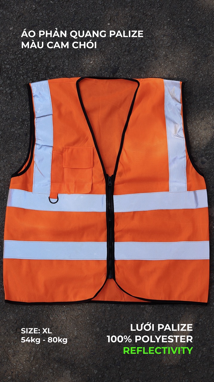 Hi Vis Palize Safety Vest Neon Orange color with 5cm high bright poly reflective stripes