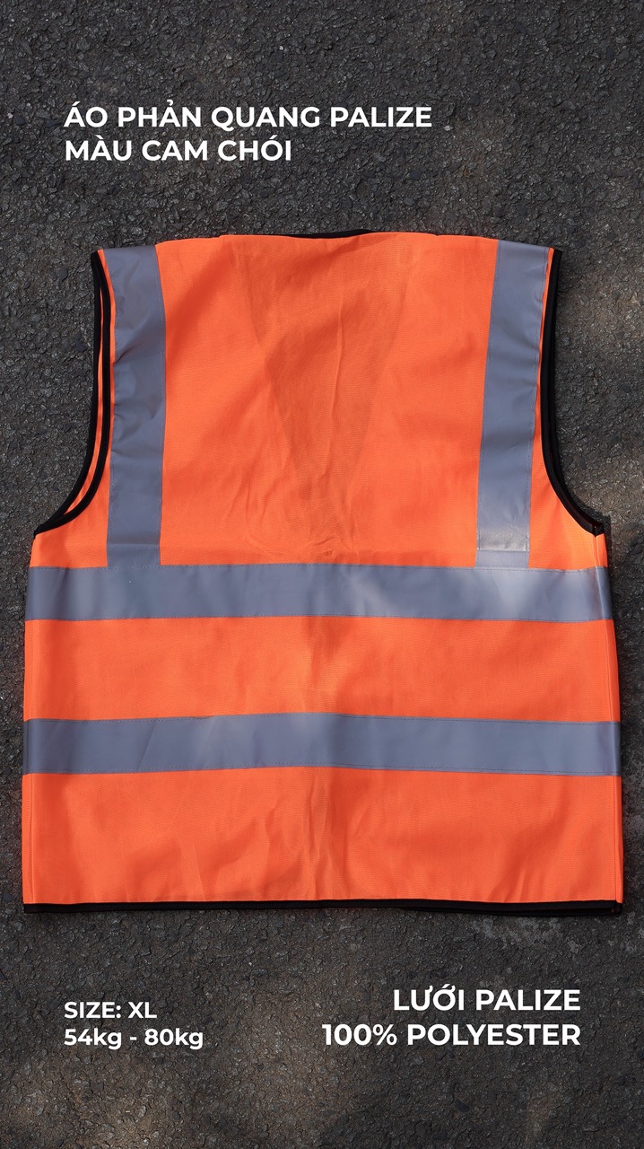 Hi Vis Palize Safety Vest Neon Orange color with 5cm high bright poly reflective stripes