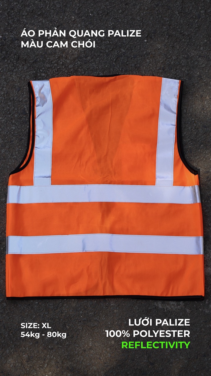 Hi Vis Palize Safety Vest Neon Orange color with 5cm high bright poly reflective stripes
