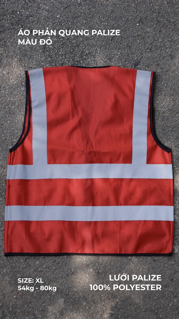 Hi Vis Palize Safety Vest Red color with 5cm high bright poly reflective stripes