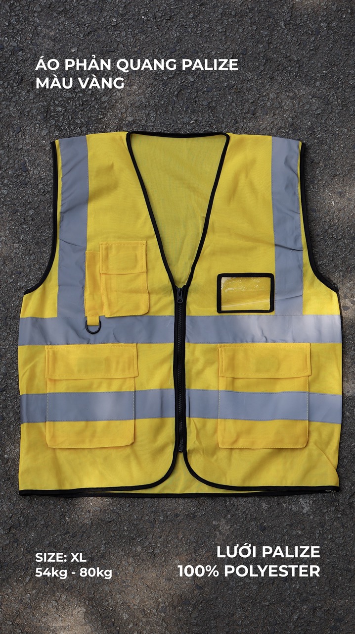 Hi Vis Palize Safety Vest Yellow color with 5cm high bright poly reflective stripes