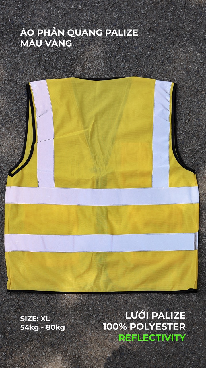 Hi Vis Palize Safety Vest Yellow color with 5cm high bright poly reflective stripes