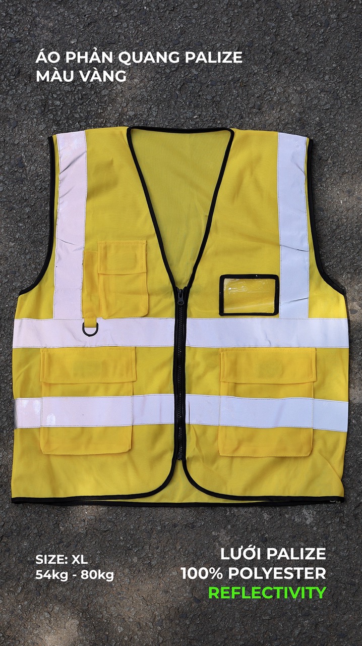Hi Vis Palize Safety Vest Yellow color with 5cm high bright poly reflective stripes