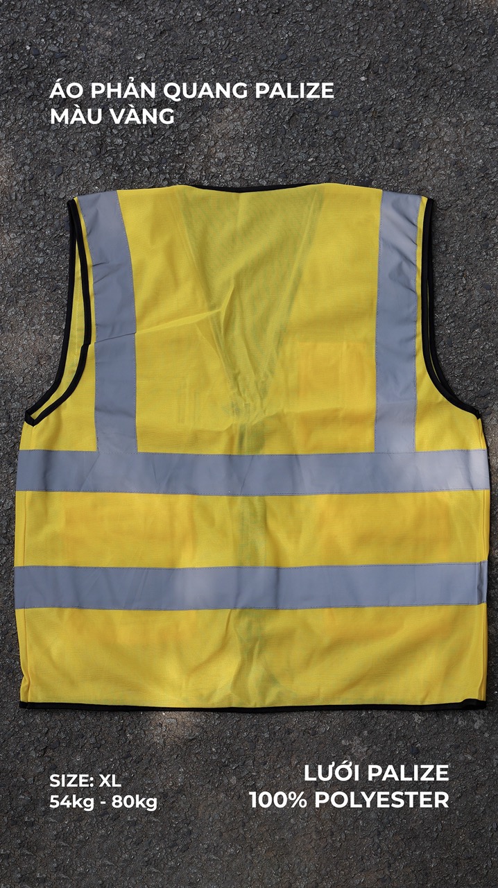 Hi Vis Palize Safety Vest Yellow color with 5cm high bright poly reflective stripes