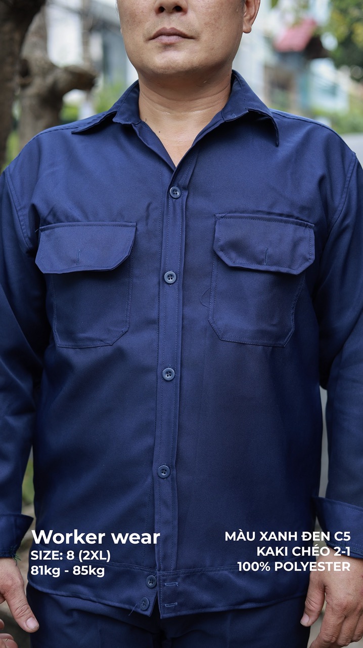 Mẫu đồng phục công nhân trơn, Màu sắc: Xanh đen