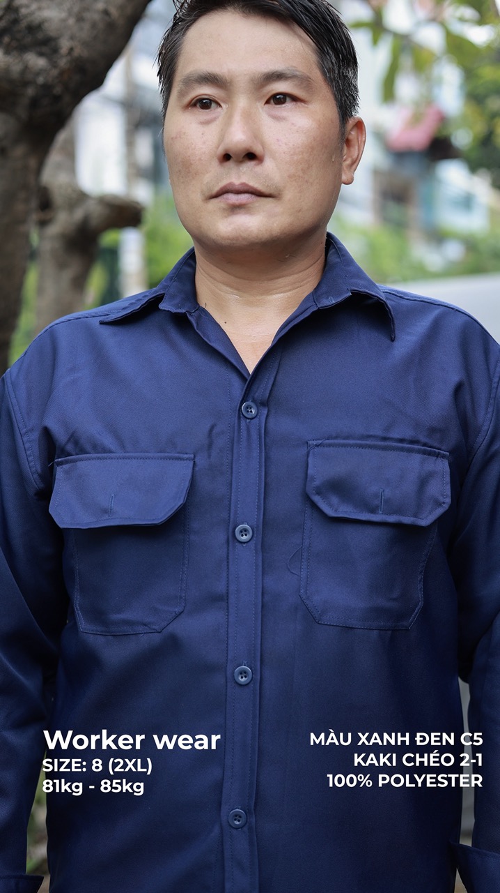 Mẫu đồng phục công nhân trơn, Màu sắc: Xanh đen