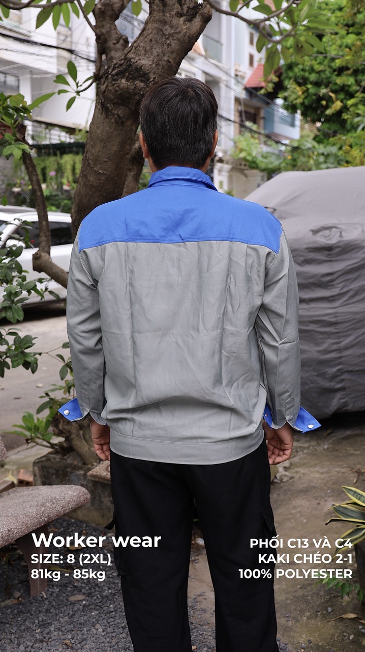 Áo đồng phục công nhân xám phối xanh bích