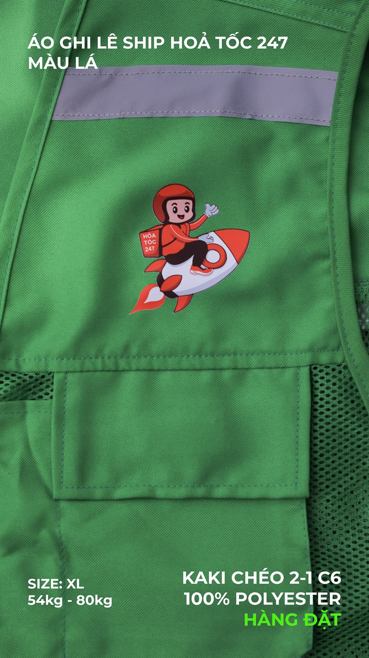 Áo ghi lê tài xế Ship hoả tốc 247