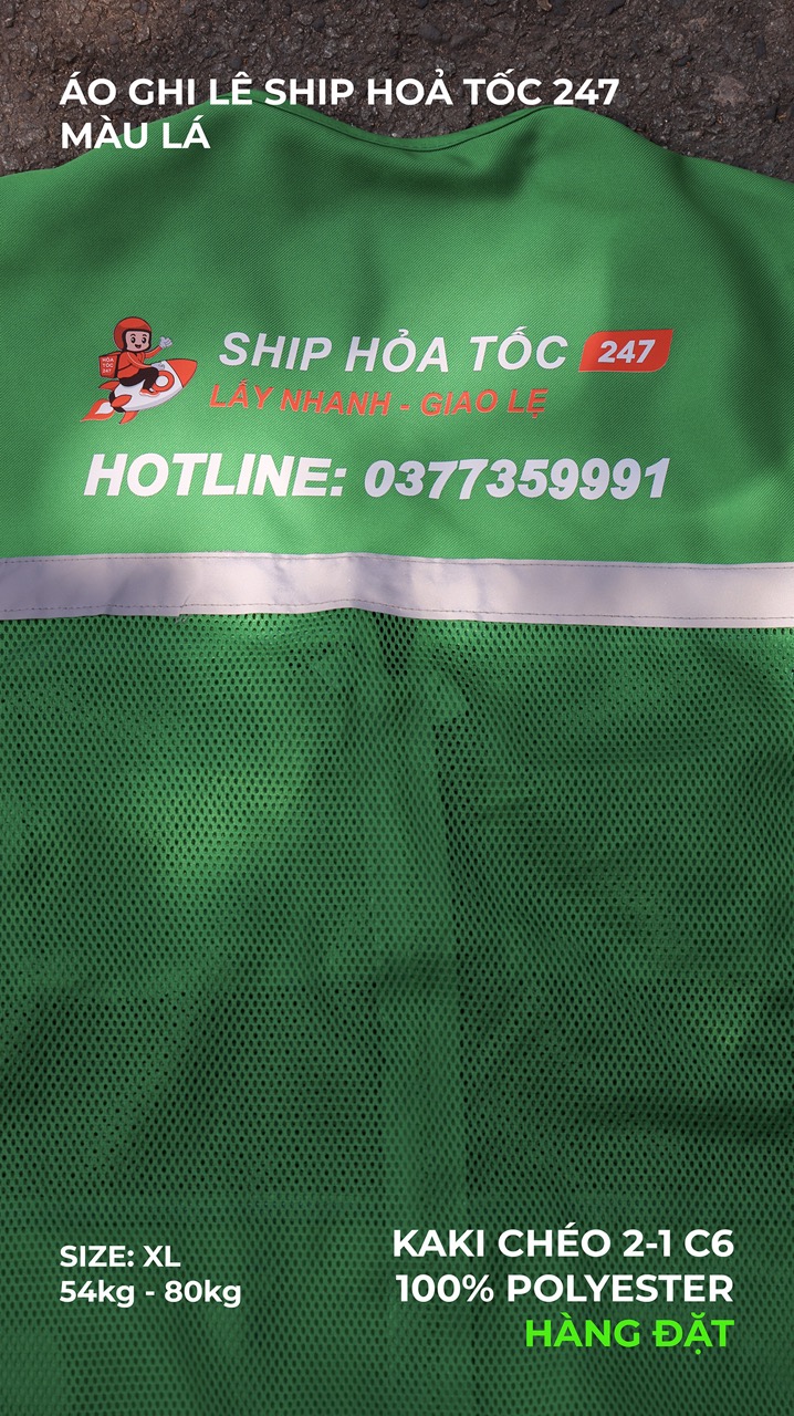 Áo ghi lê tài xế Ship hoả tốc 247