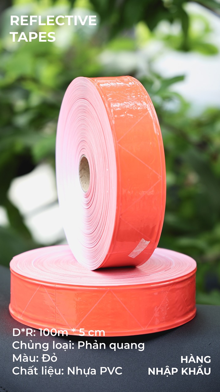 Phản quang nhựa đỏ vân tam giác 5cm x 100m