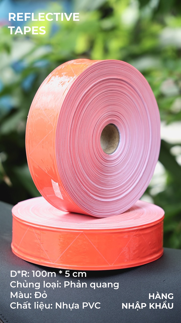 Phản quang nhựa đỏ vân tam giác 5cm x 100m