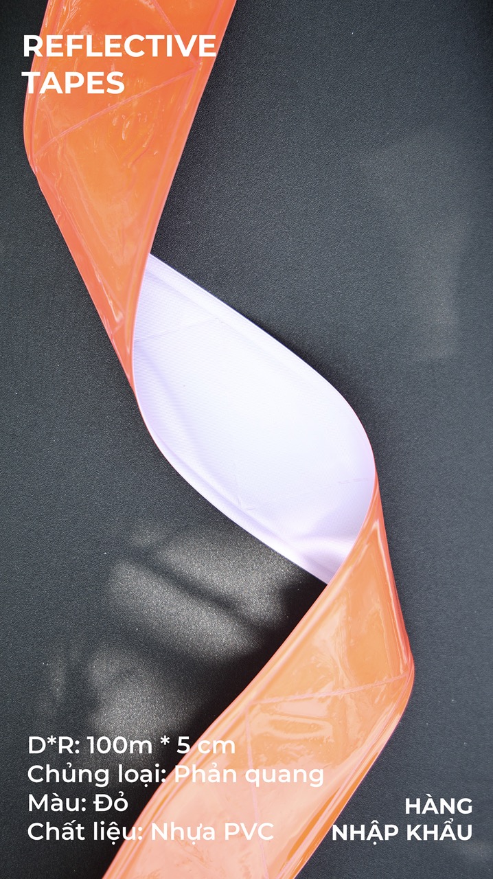 Phản quang nhựa đỏ vân tam giác 5cm x 100m