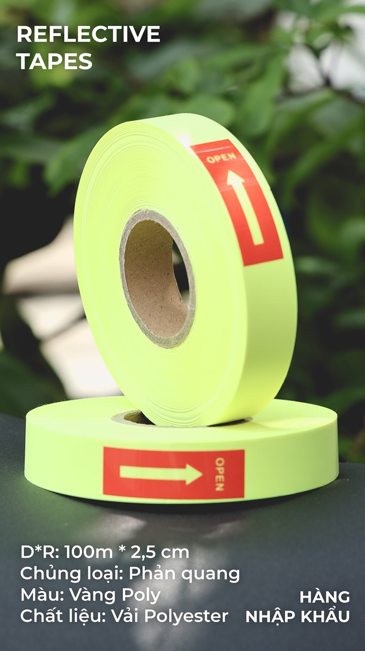 Phản quang poly vàng 2,5cm x 100m