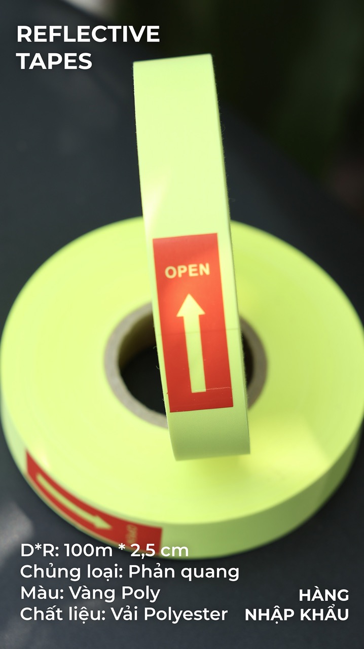 Phản quang poly vàng 2,5cm x 100m