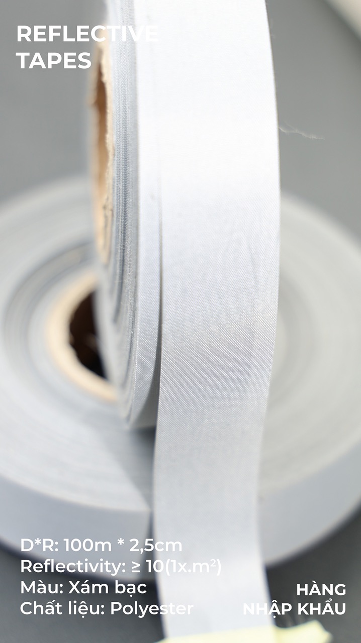 Standard Gray Poly Reflective Tape 2.5cm x 100m