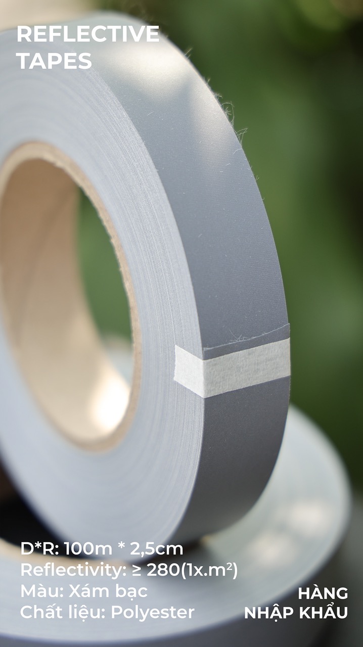 Medium Gray Poly Reflective Tape 2.5cm x 100m