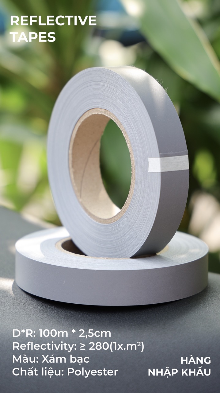 Medium Gray Poly Reflective Tape 2.5cm x 100m
