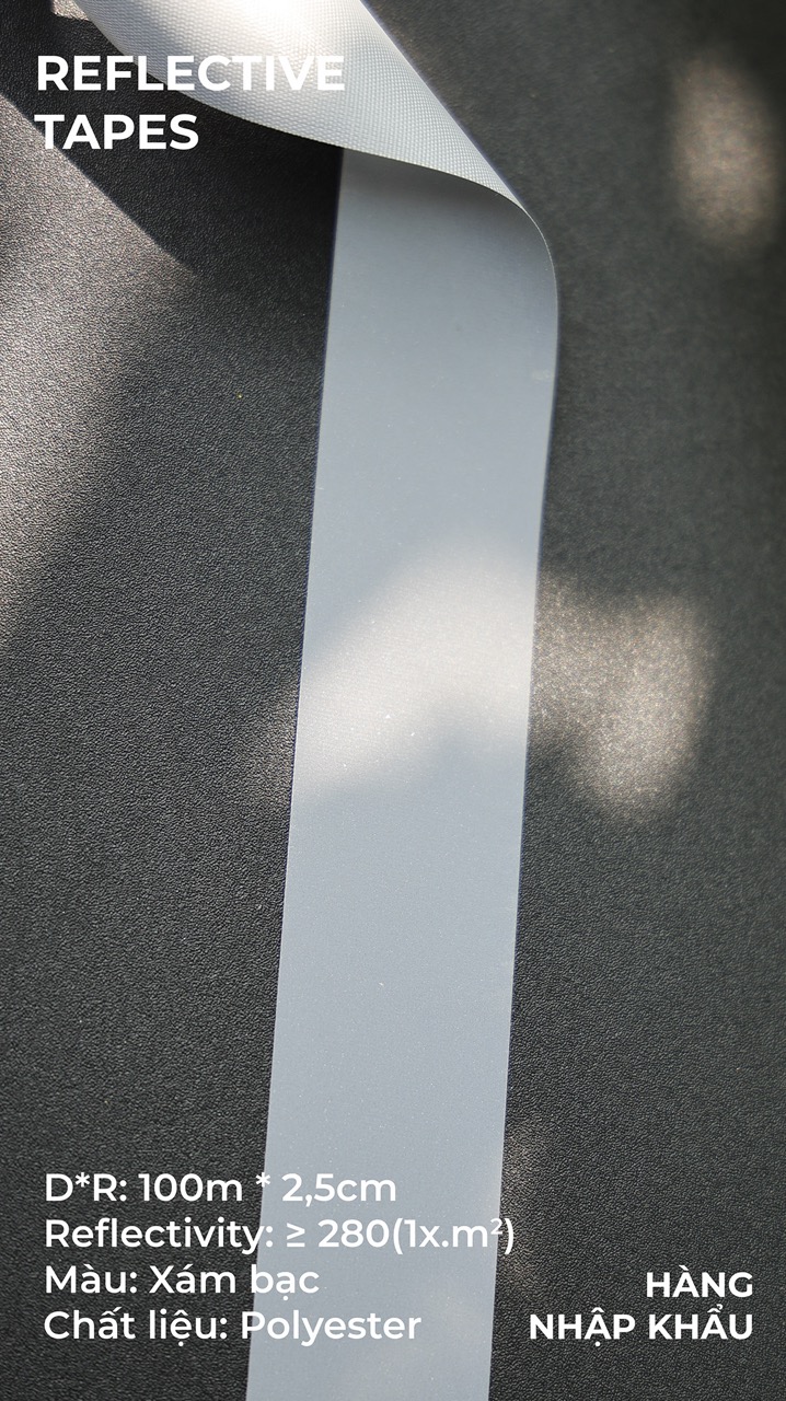 Medium Gray Poly Reflective Tape 2.5cm x 100m
