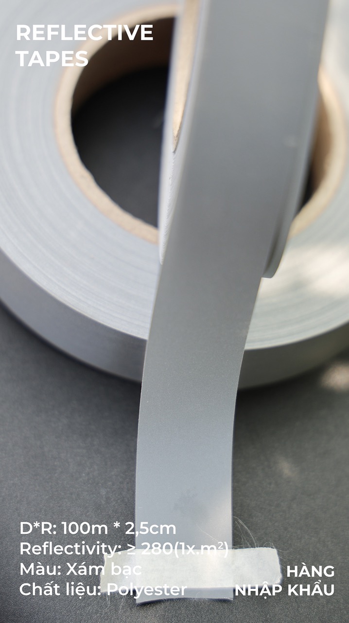 Medium Gray Poly Reflective Tape 2.5cm x 100m