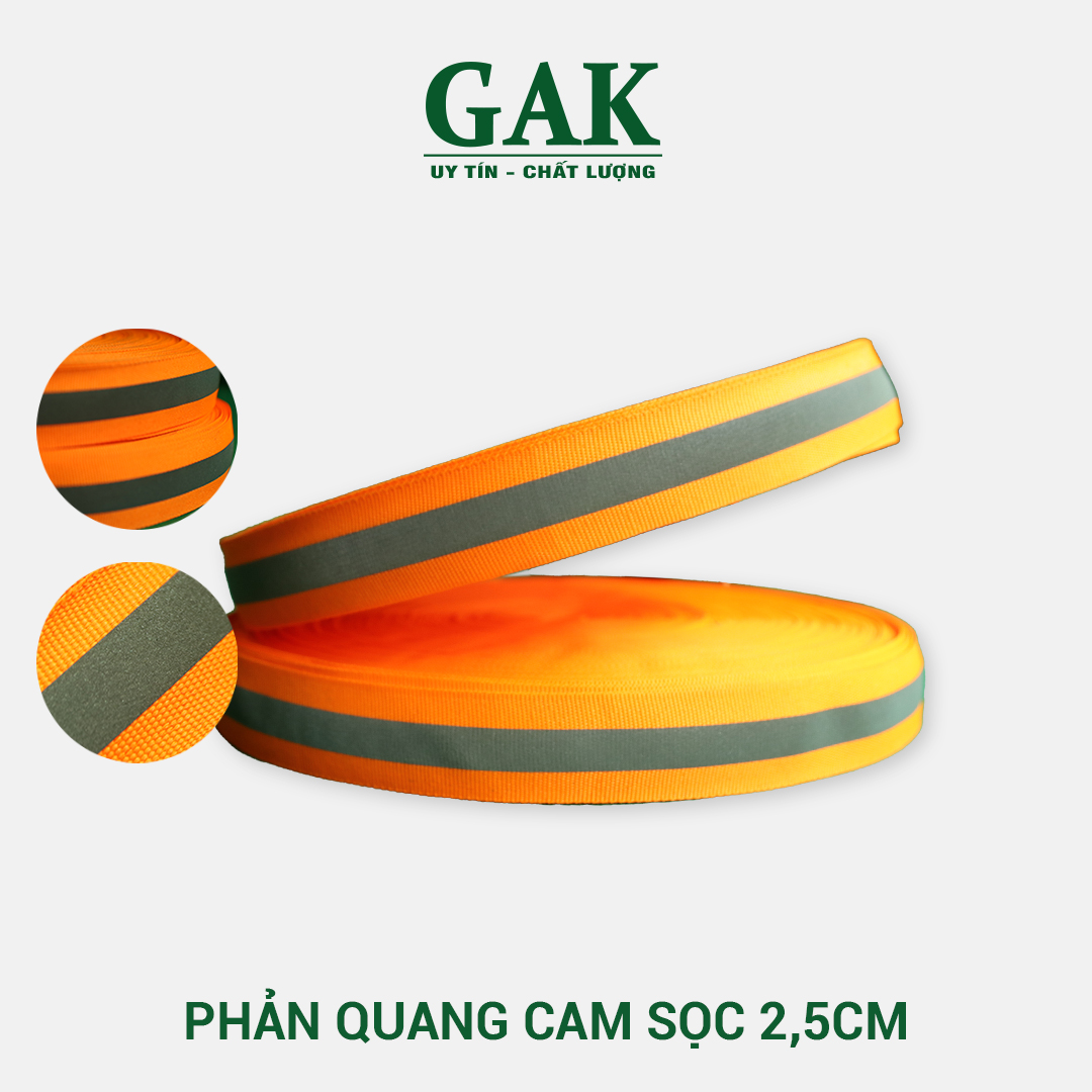 Phản quang vải cam sọc 2,5cm x 100m