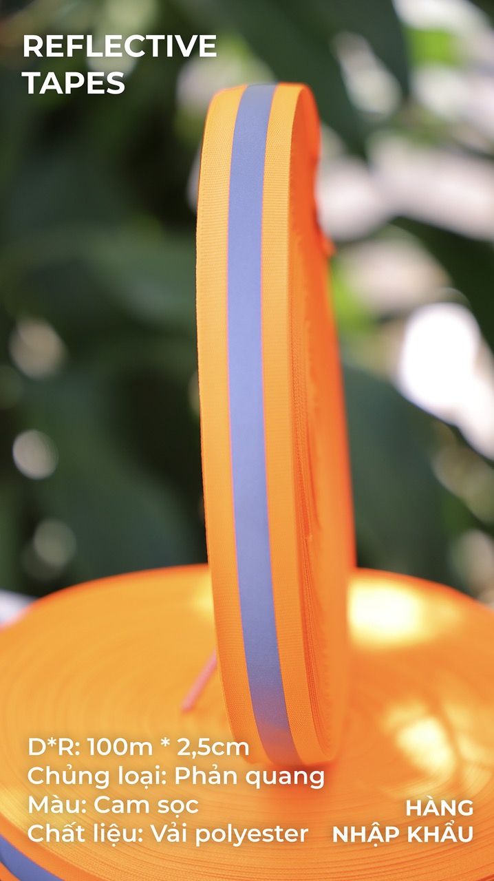 Orange Neon Reflective Tape - 2,5cm x 100m