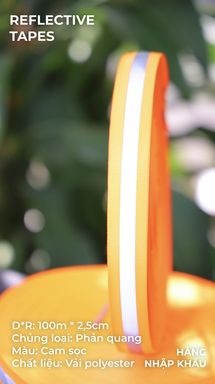 Orange Neon Reflective Tape - 2,5cm x 100m