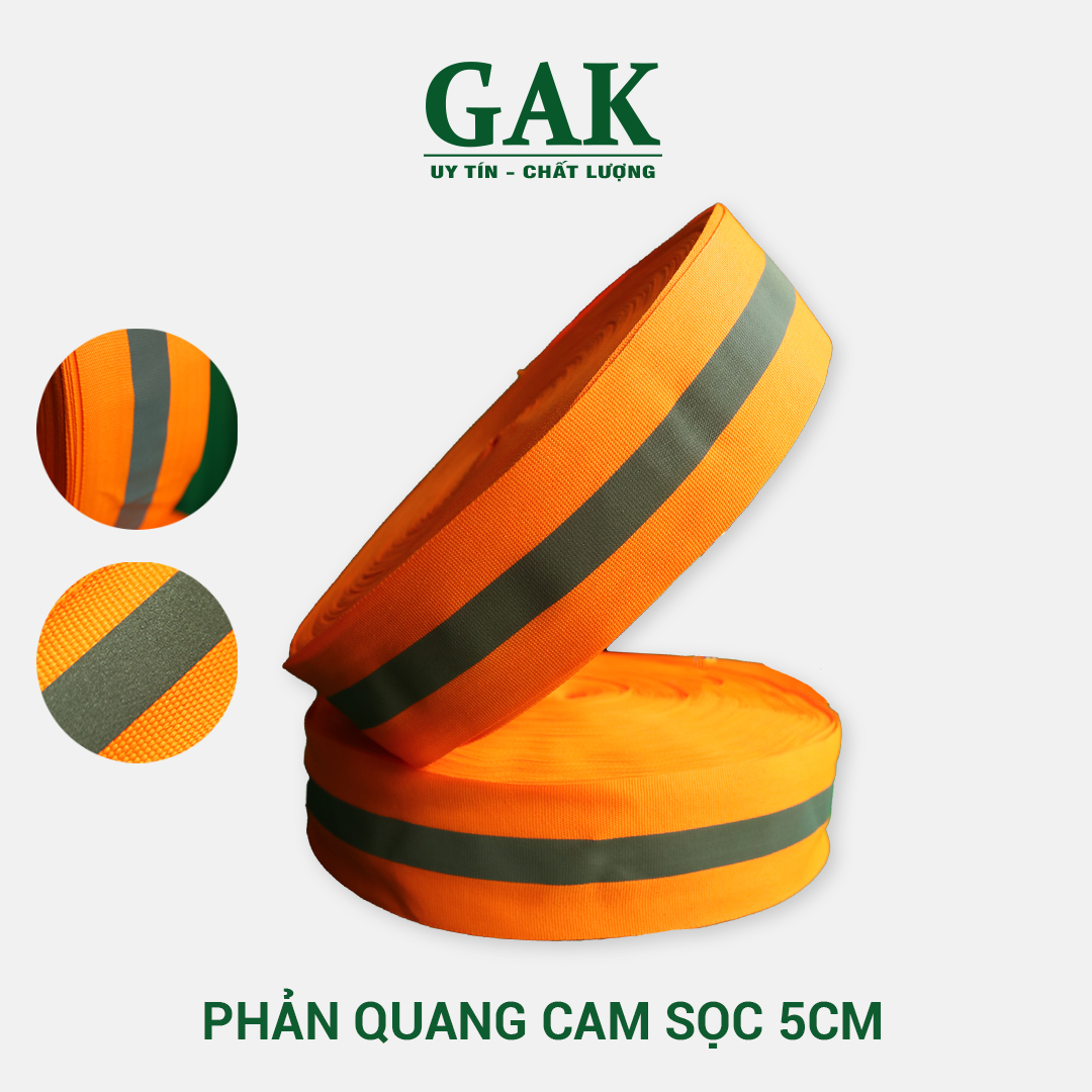 Phản quang vải cam sọc 5cm x 100m