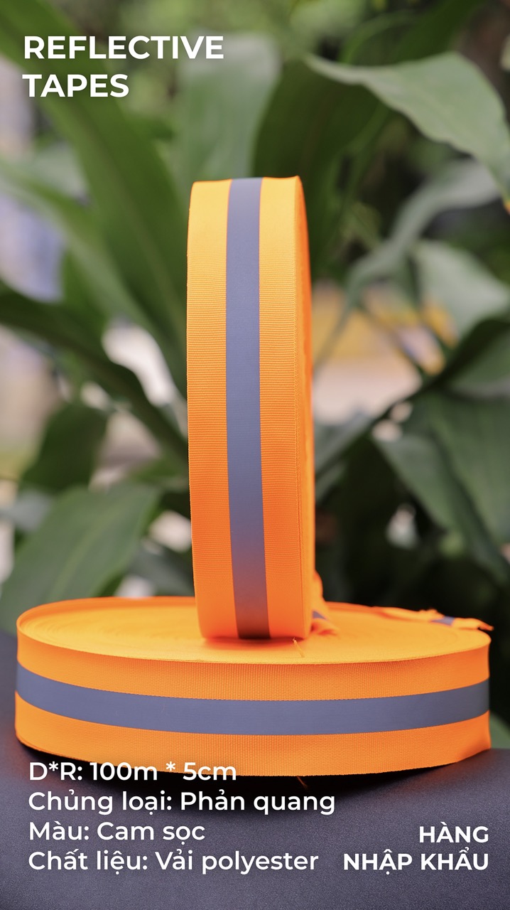 Phản quang vải cam sọc 5cm x 100m