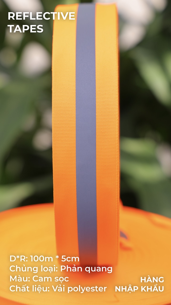 Phản quang vải cam sọc 5cm x 100m