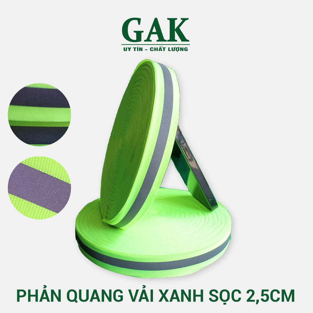 Phản quang vải xanh sọc 2,5cm x 100m