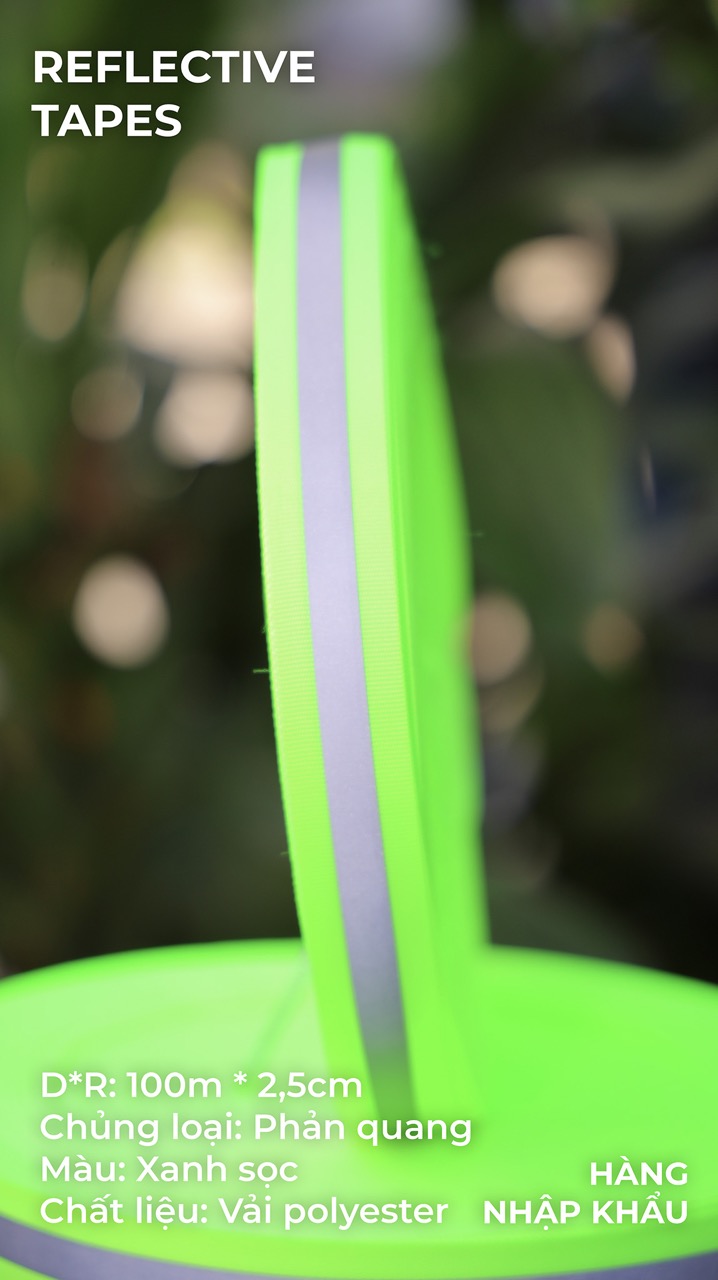 Green Neon Reflective Tape - 2,5cm x 100m