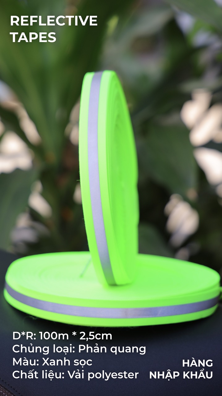 Green Neon Reflective Tape - 2,5cm x 100m