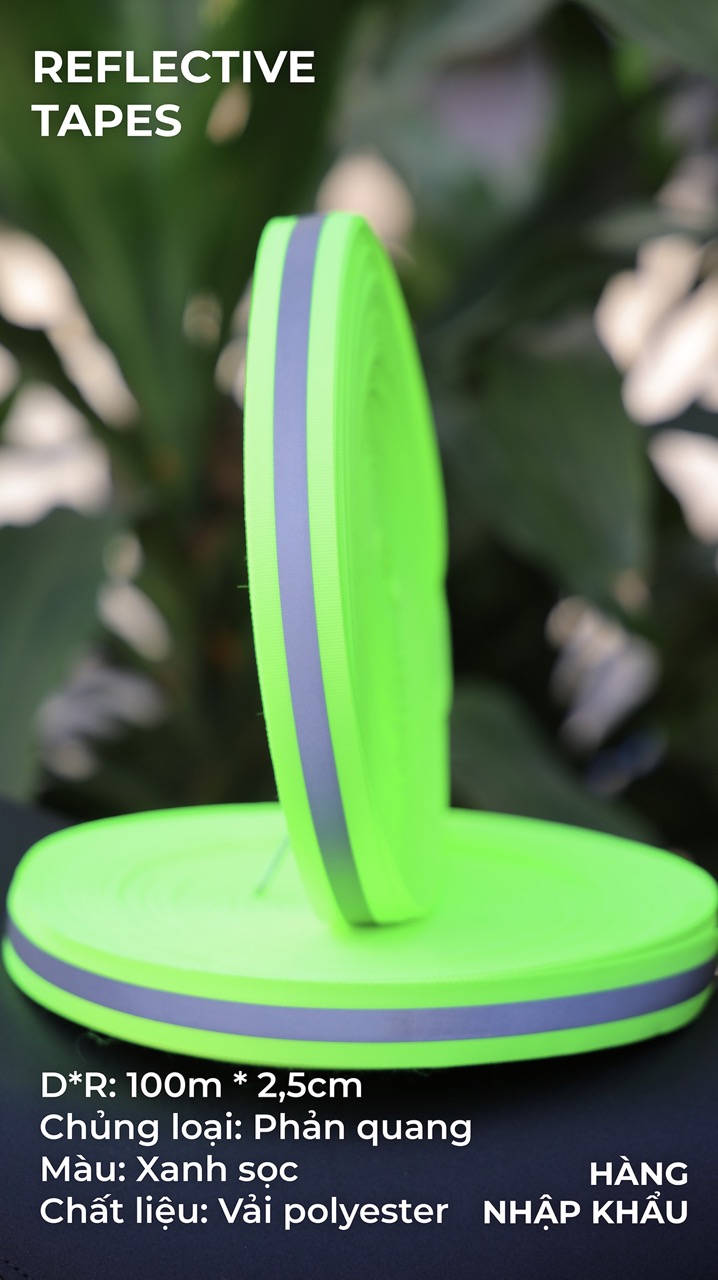 Green Neon Reflective Tape - 2,5cm x 100m