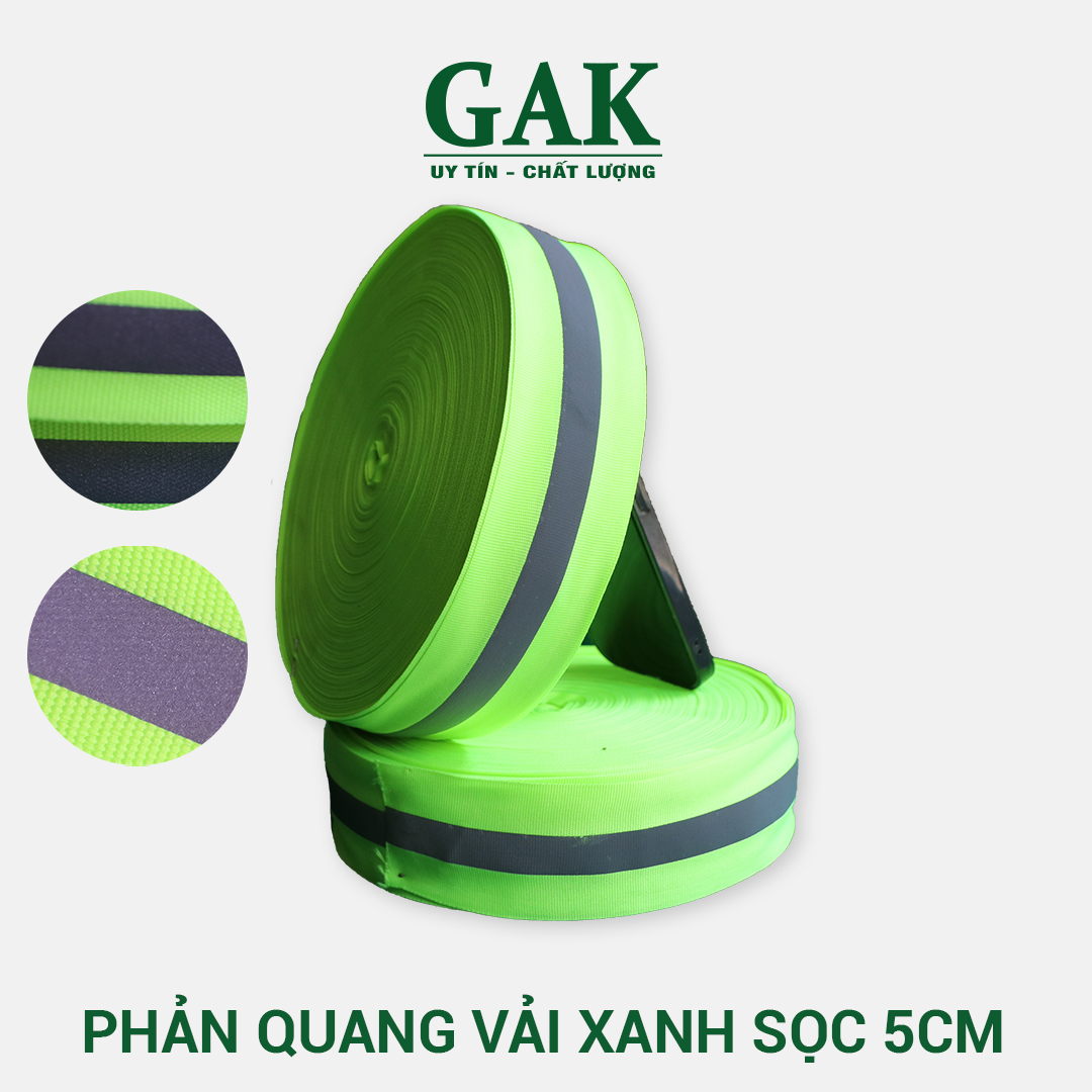 Phản quang vải xanh sọc 5cm x 100m