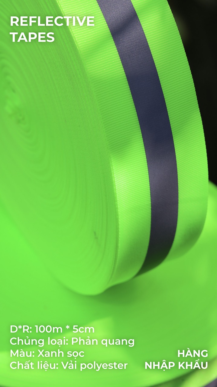 Phản quang vải xanh sọc 5cm x 100m