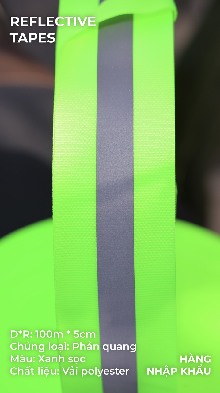 Phản quang vải xanh sọc 5cm x 100m