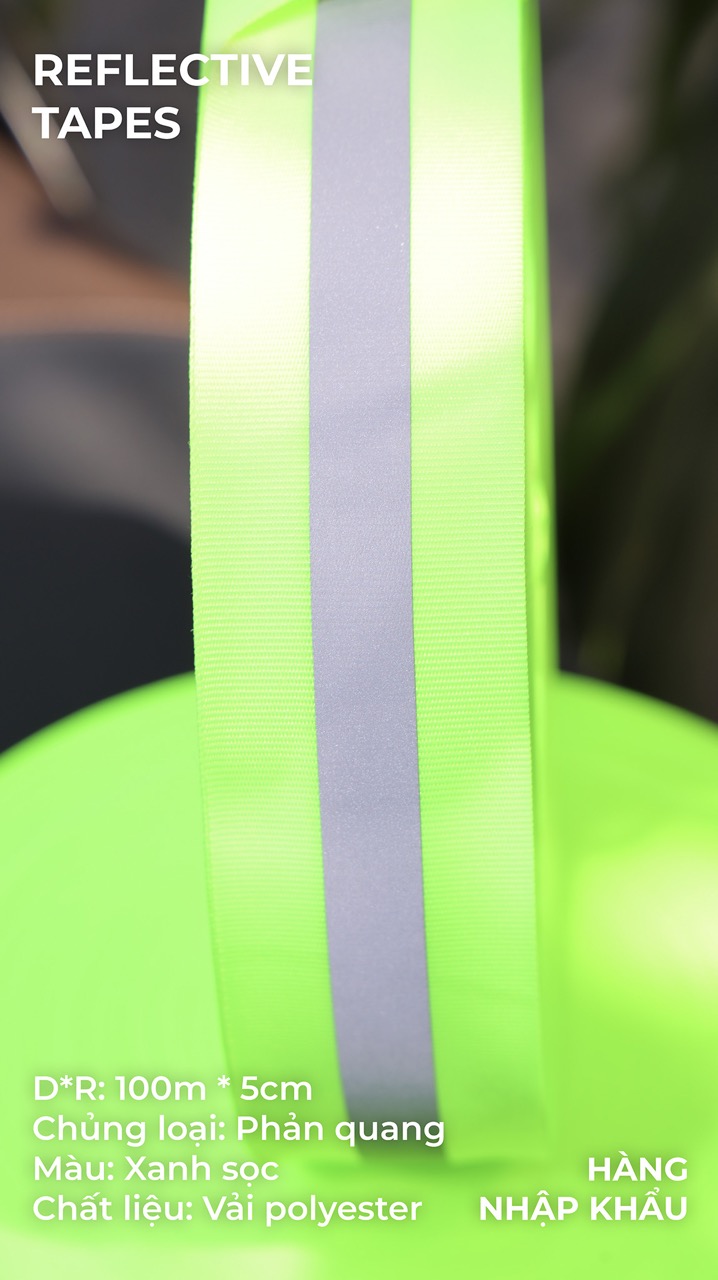 Phản quang vải xanh sọc 5cm x 100m