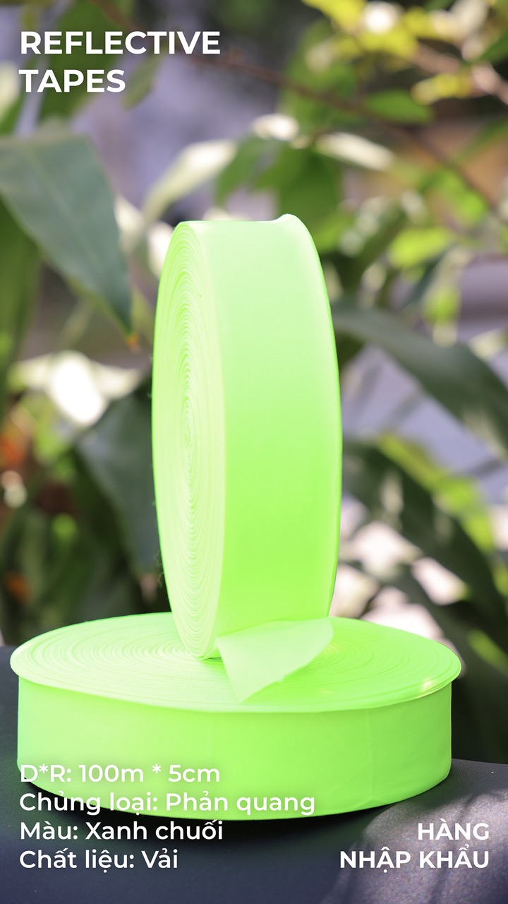 Phản quang vải xanh chuối 5cm x 100m