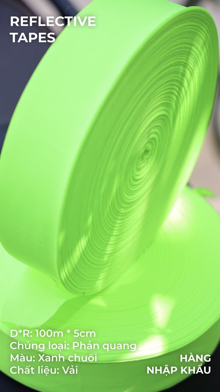 Phản quang vải xanh chuối 5cm x 100m