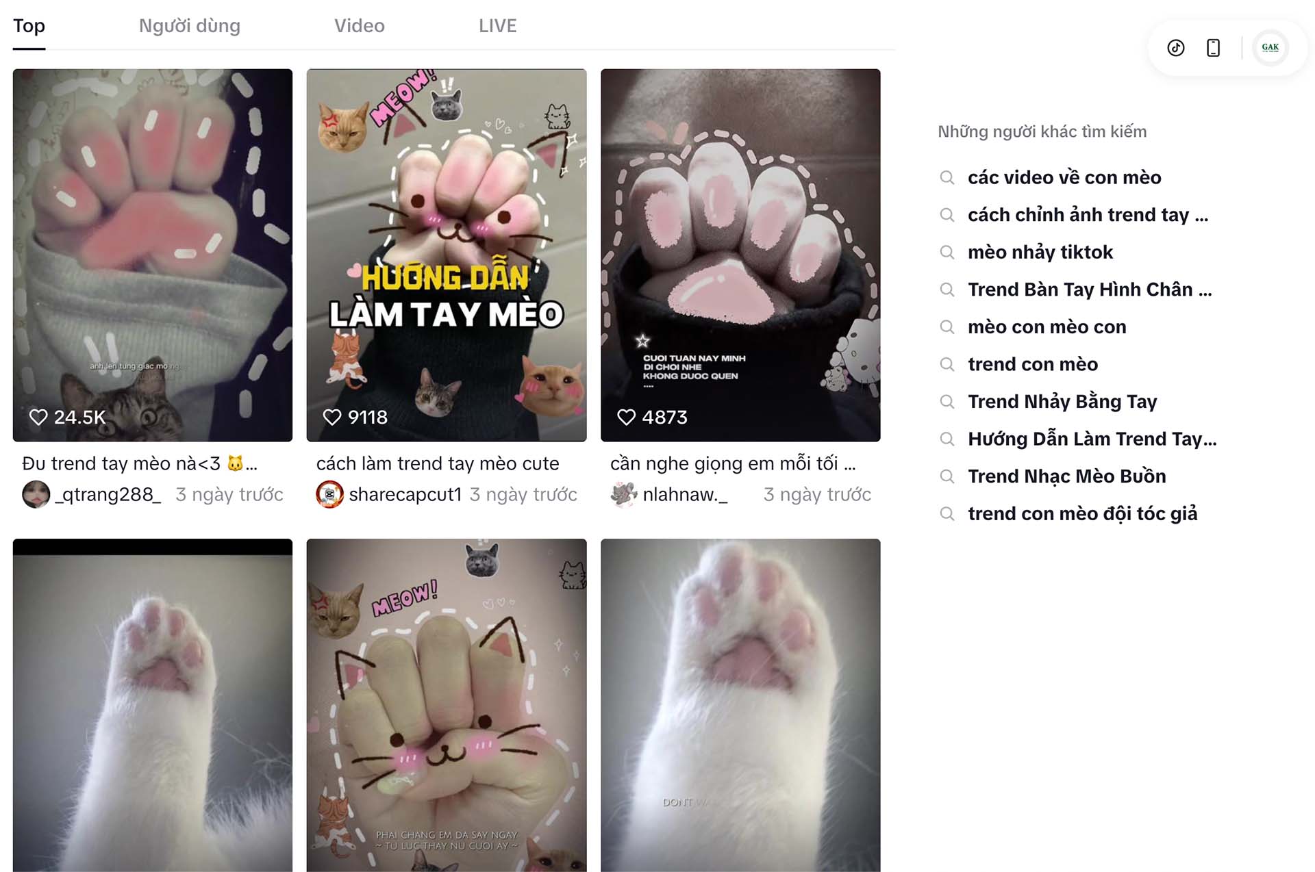 Trend tay mèo trên TikTok