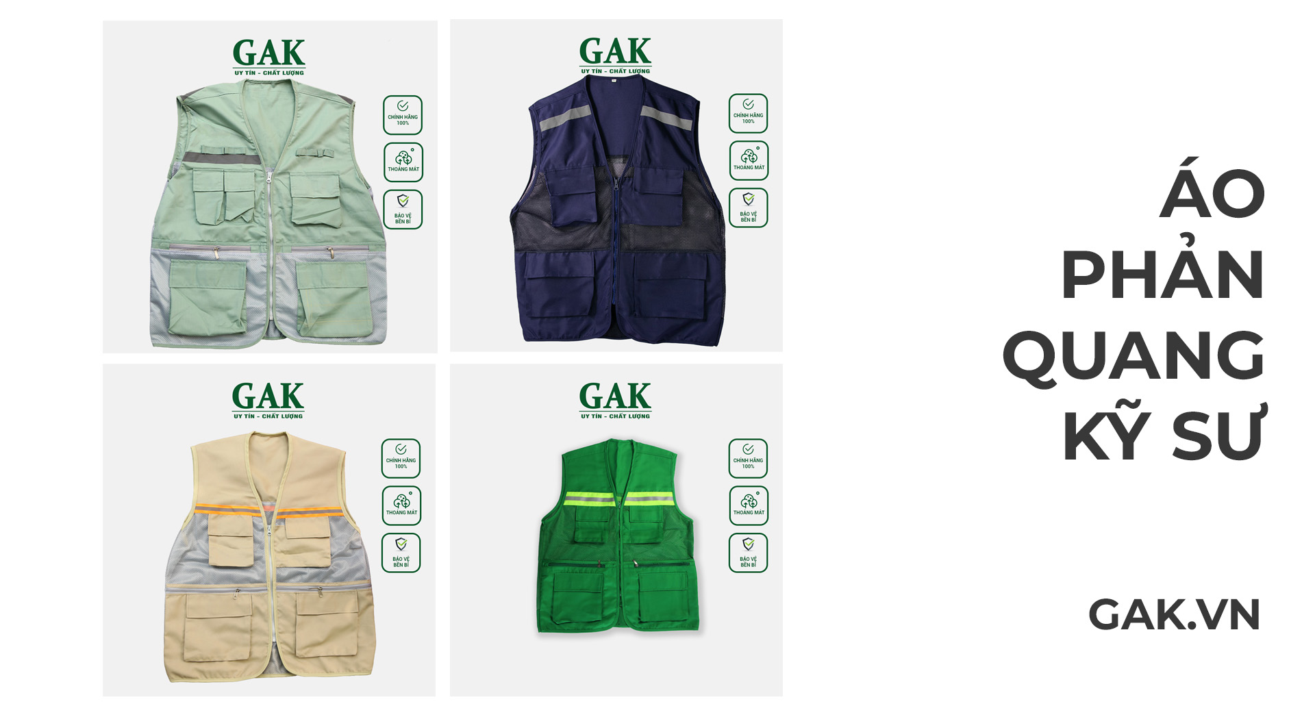Các mẫu áo ghi lê kỹ sư giúp bạn dễ nhận biết