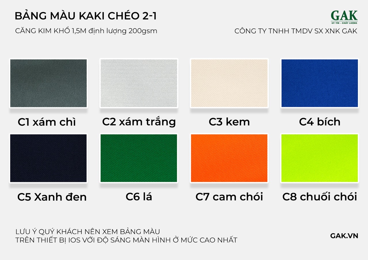 Bảng màu kaki chéo 2-1 GAK phần 1